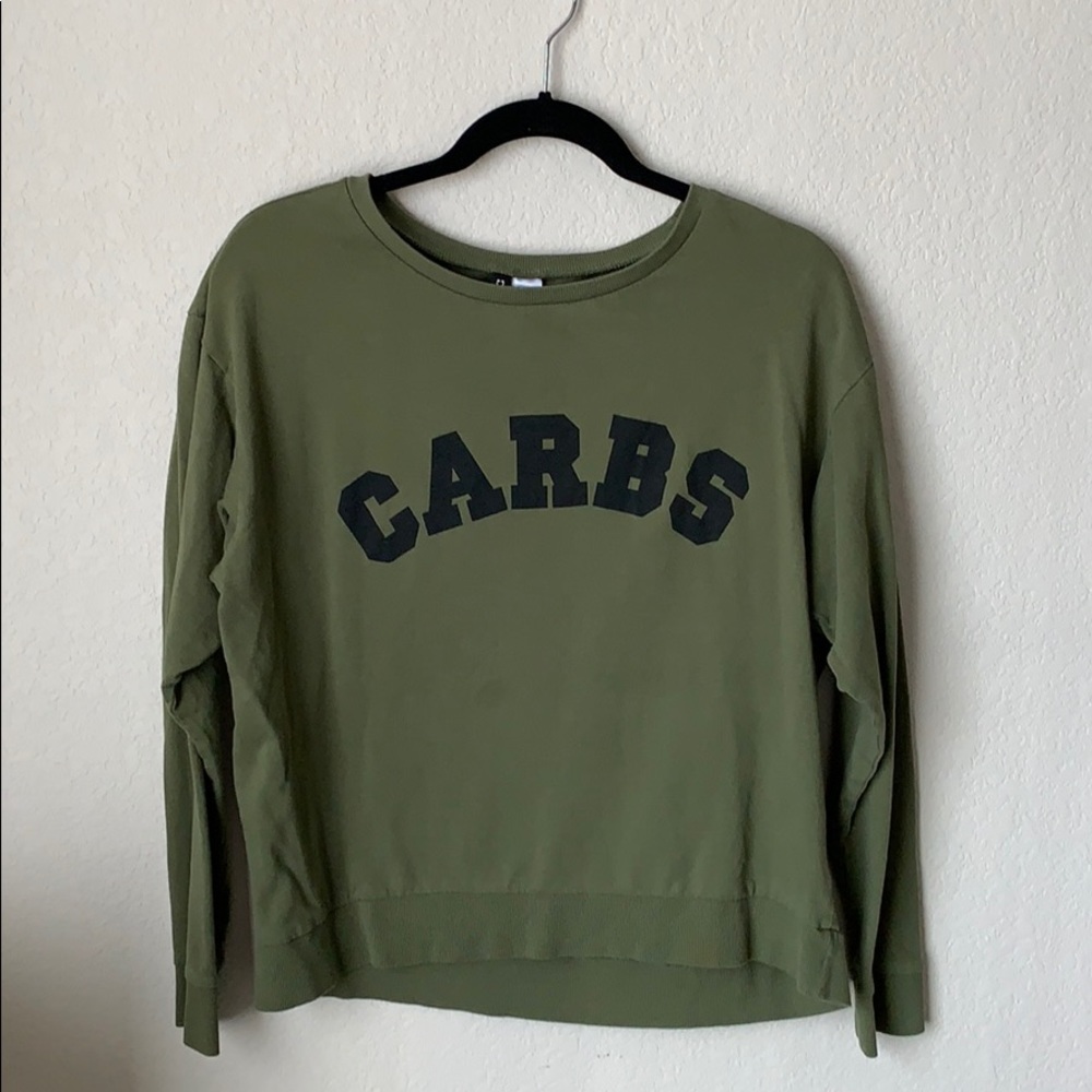 Olive Green “CARBS” Pullover Shirt
